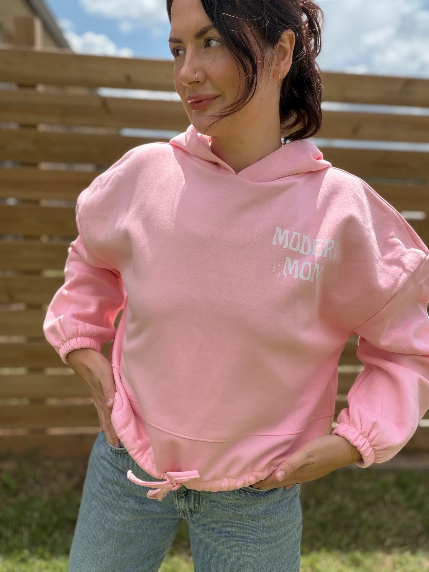Modern mom Cinch crop hoodie