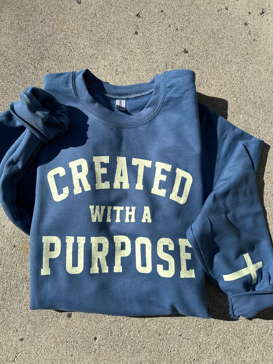 Created with a purpose crewneck (sleeve detail)