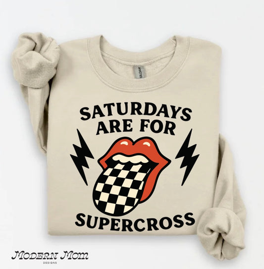 Saturdays are for supercross sand crewneck (front only)