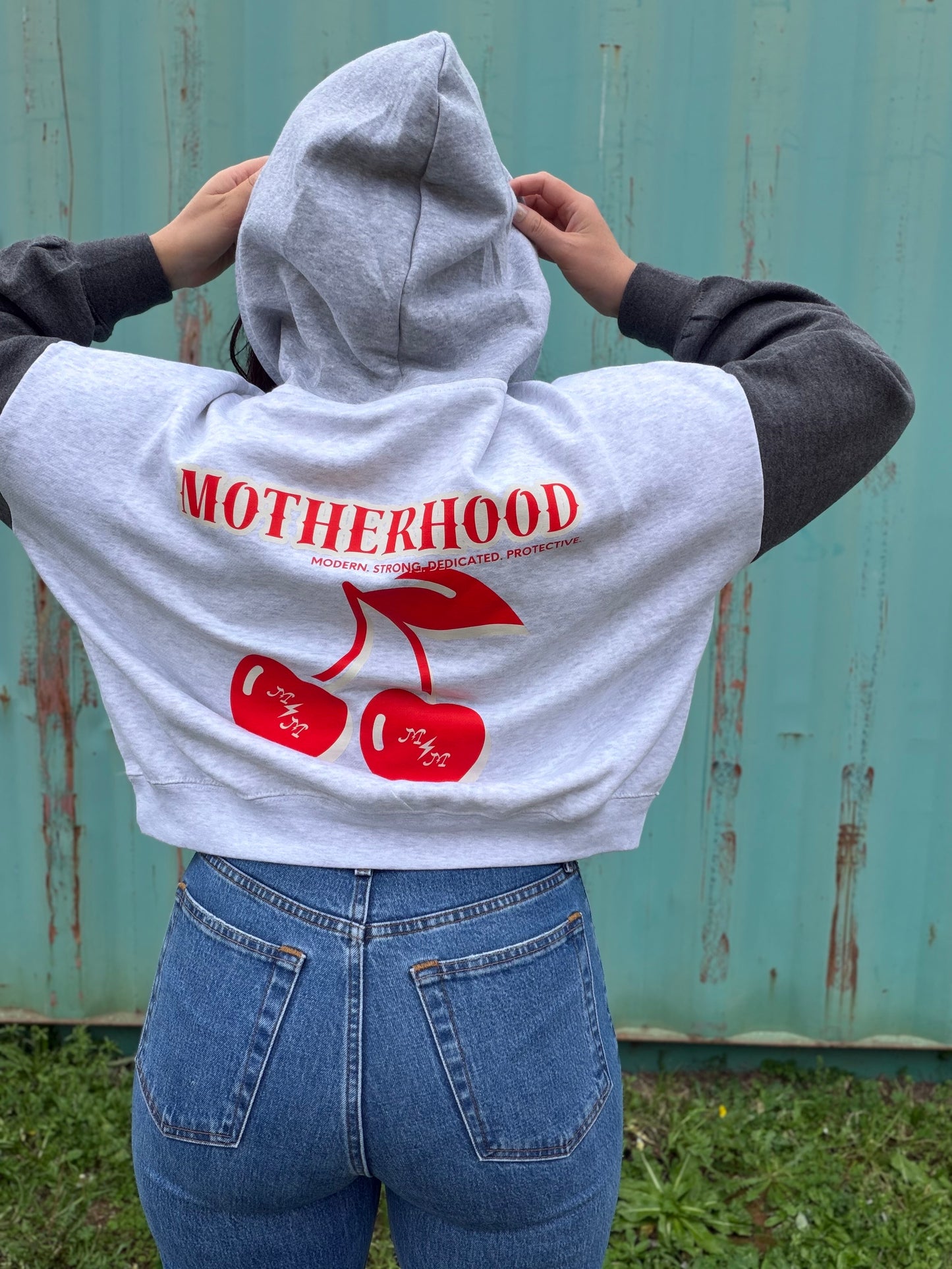 Motherhood cherry boxy cropped hoodie