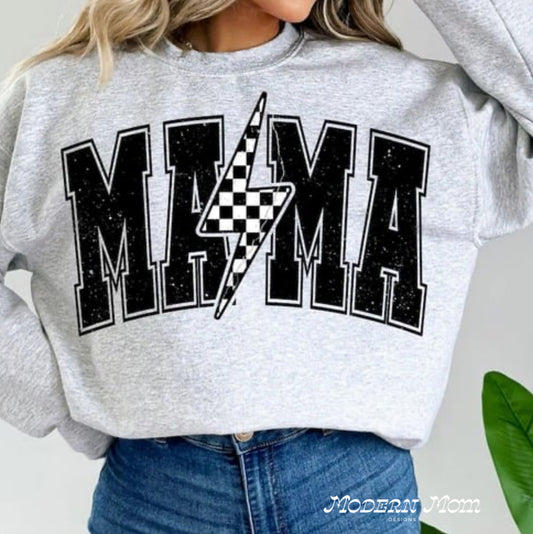 Checkered bolt grey crewneck