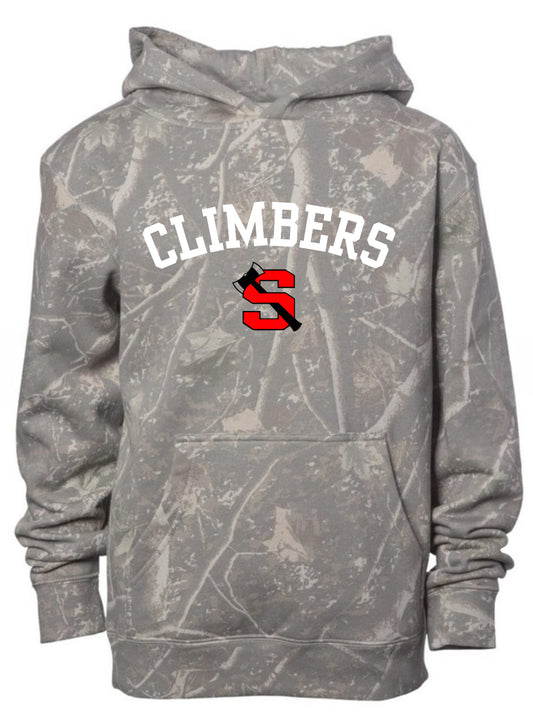 Climbers deadwood camo hoodie (youth & adult-no drawstrings)