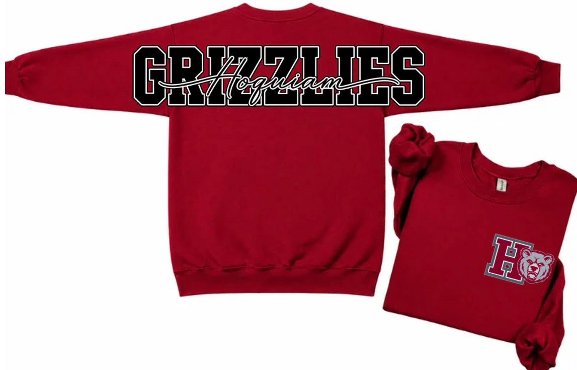 Hoquiam Grizzlies crewneck with big back print