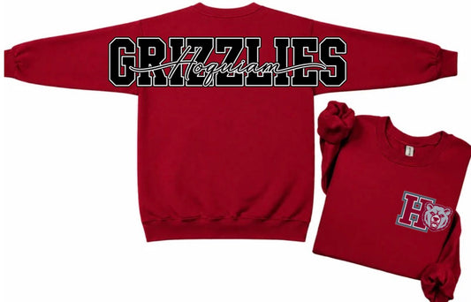 Hoquiam Grizzlies crewneck with big back print