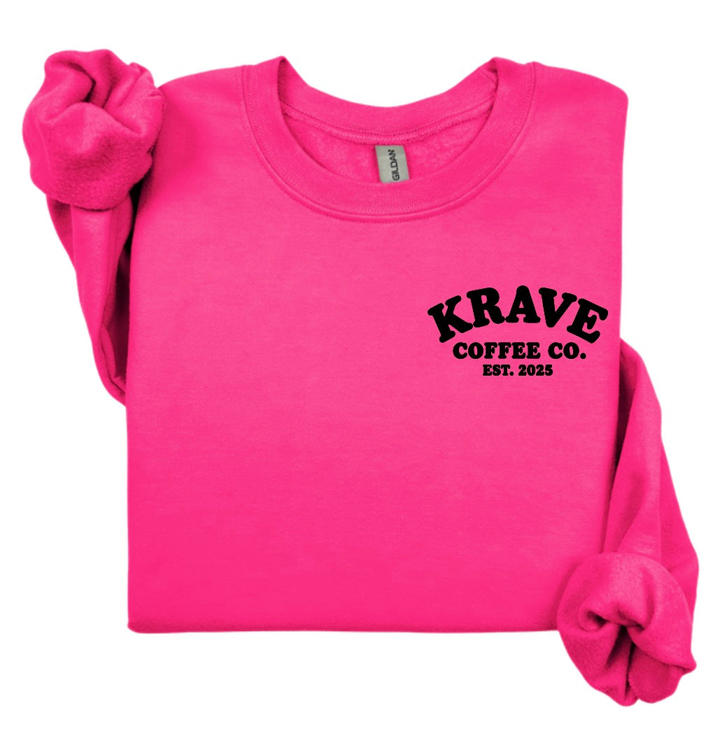 Krave coffee co. Crewneck hot pink print