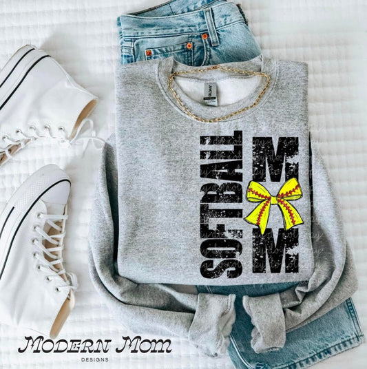 Softball mom crewneck (with bow)