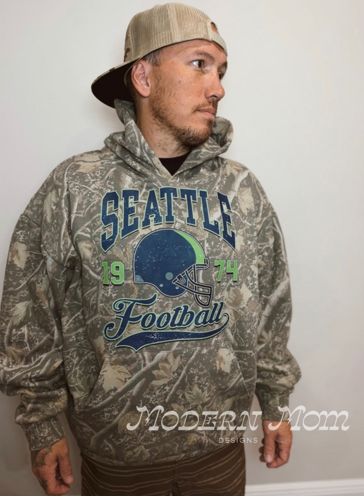 SEATTLE vintage deadwood camo hoodie (youth & adult-no drawstrings)