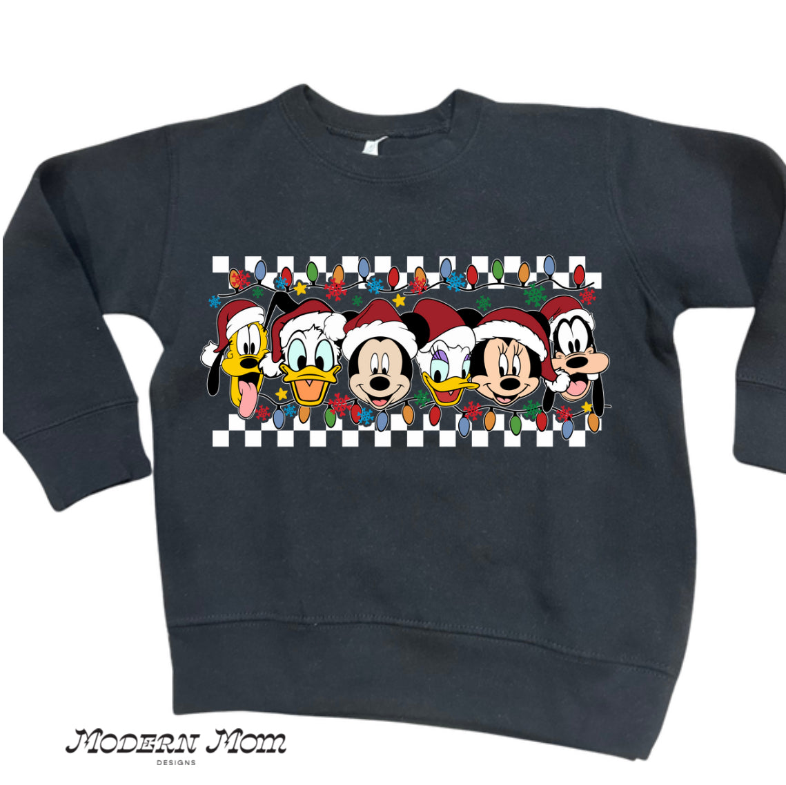 Characters santa hat checks (2T-youth XL)-tee, crewneck, or hoodie