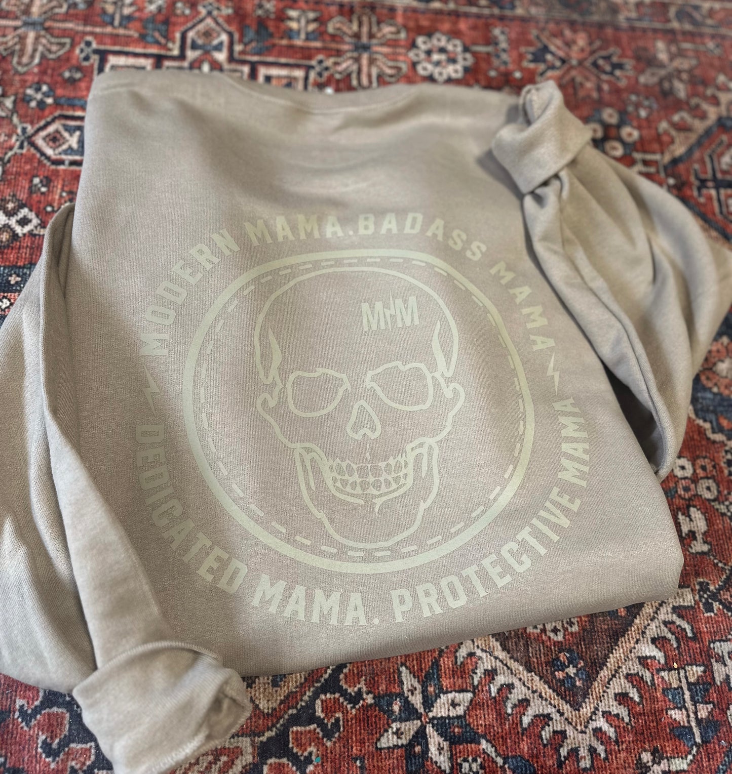 Modern skull logo monochrome khaki crew