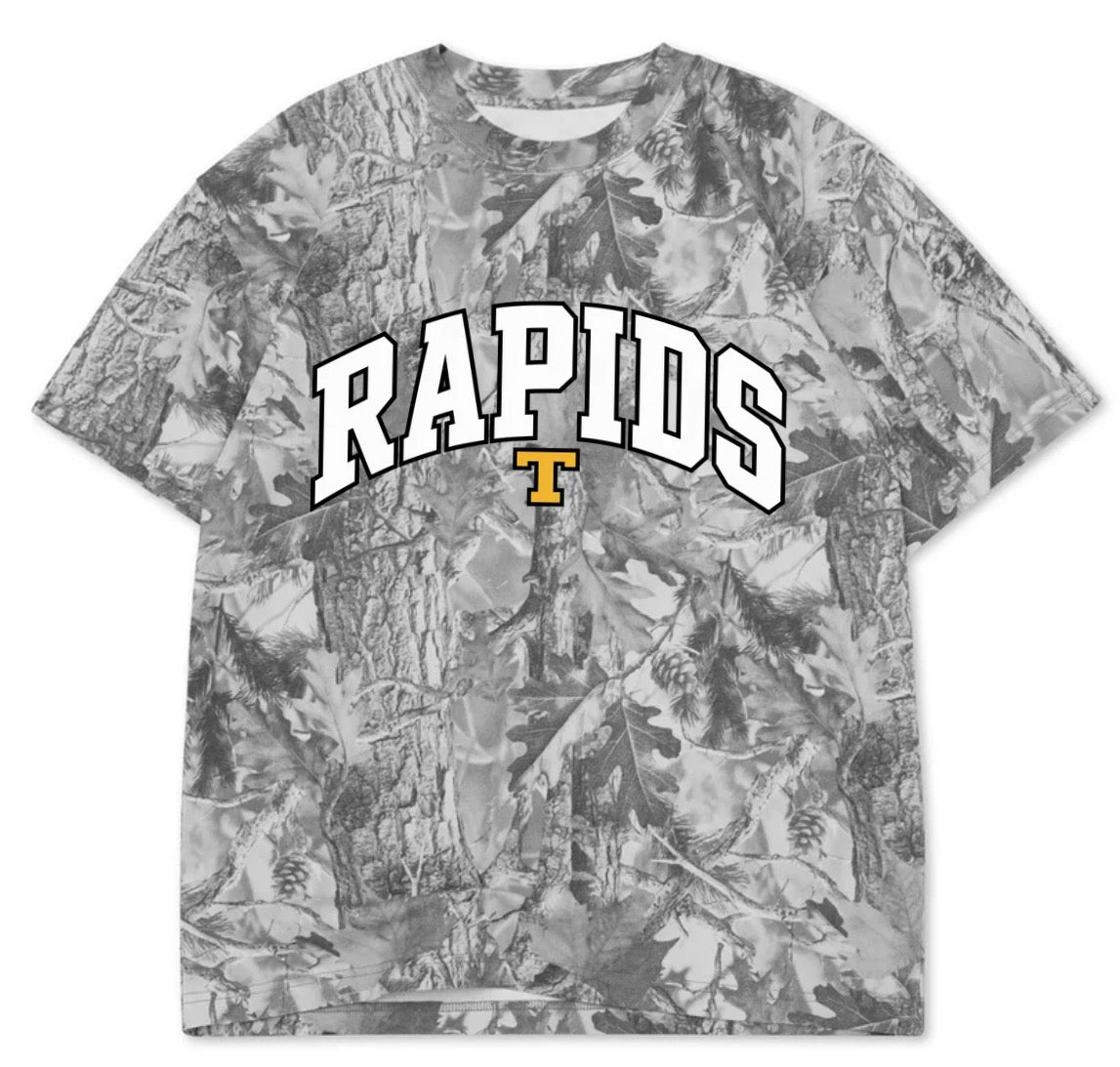 Rapids wrestling boxy premium grey camo tee (youth XS-Adult 3XL)