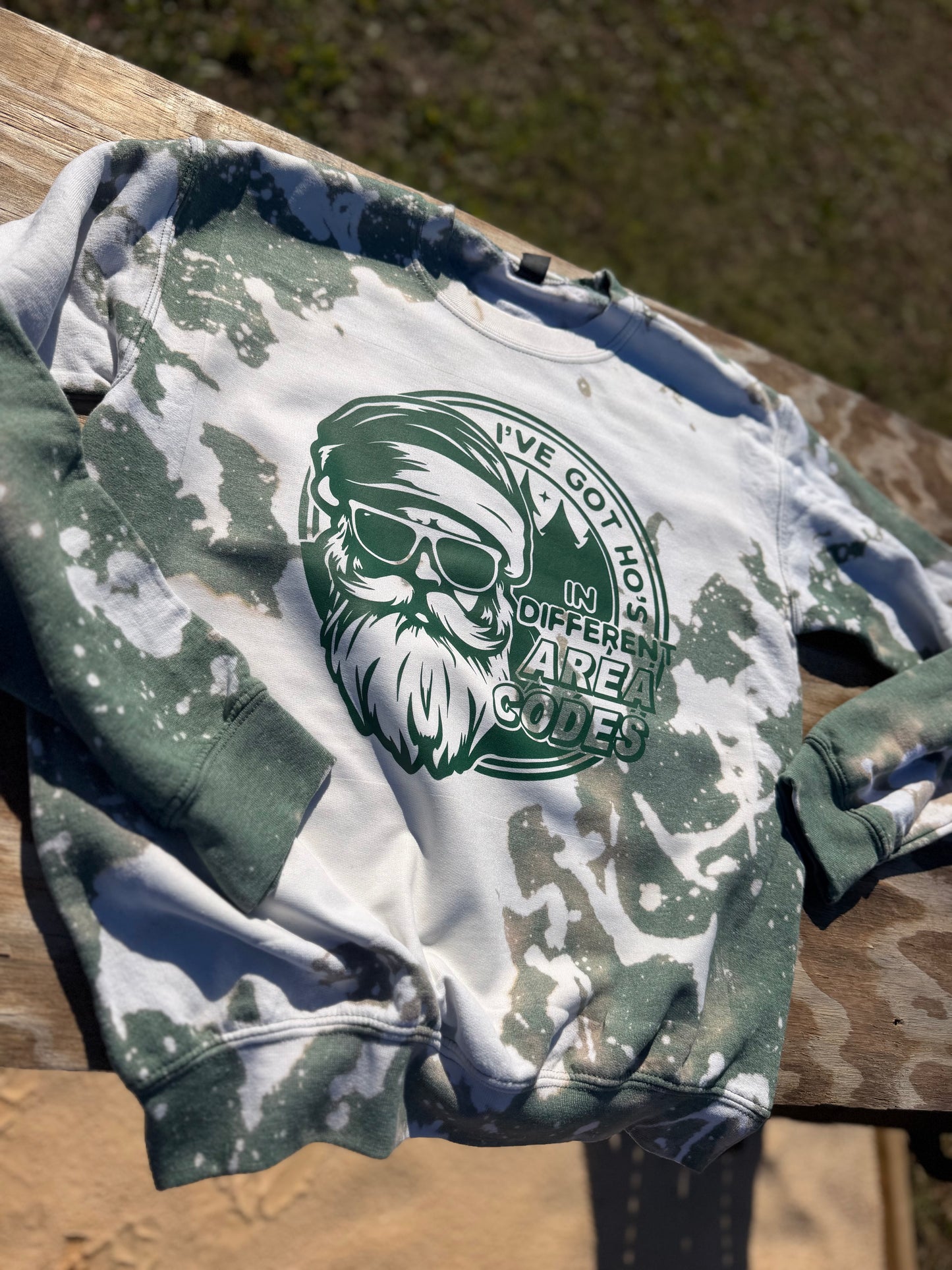 I’ve got hos in different area codes bleached out crewneck SIZE S