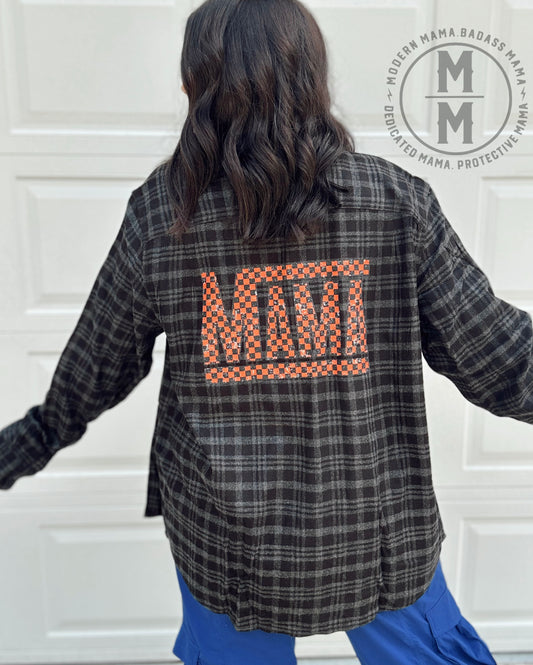 Mama checkered orange flannel