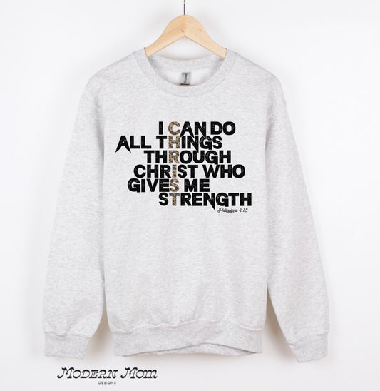 I can do all things through Christ-leopard print (tee, crewneck or hoodie)