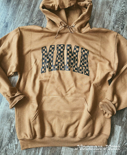 MAMA distressed checkered print hoodie