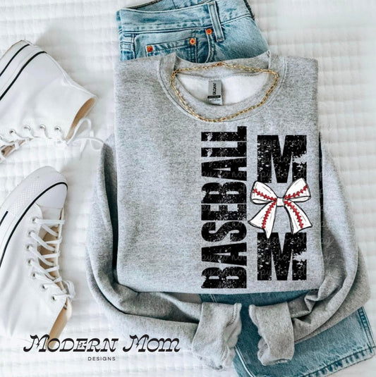 Baseball mom crewneck (with bow)