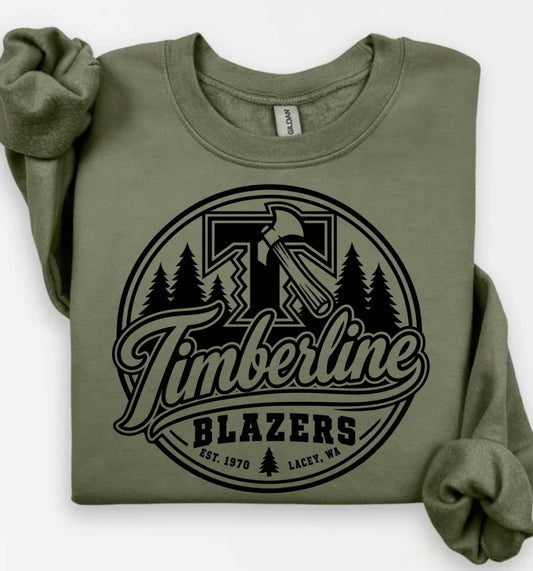 Timberline green crewneck or hoodie