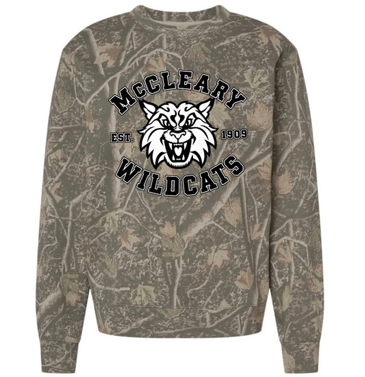 McCleary Wildcats deadwood camo crewneck