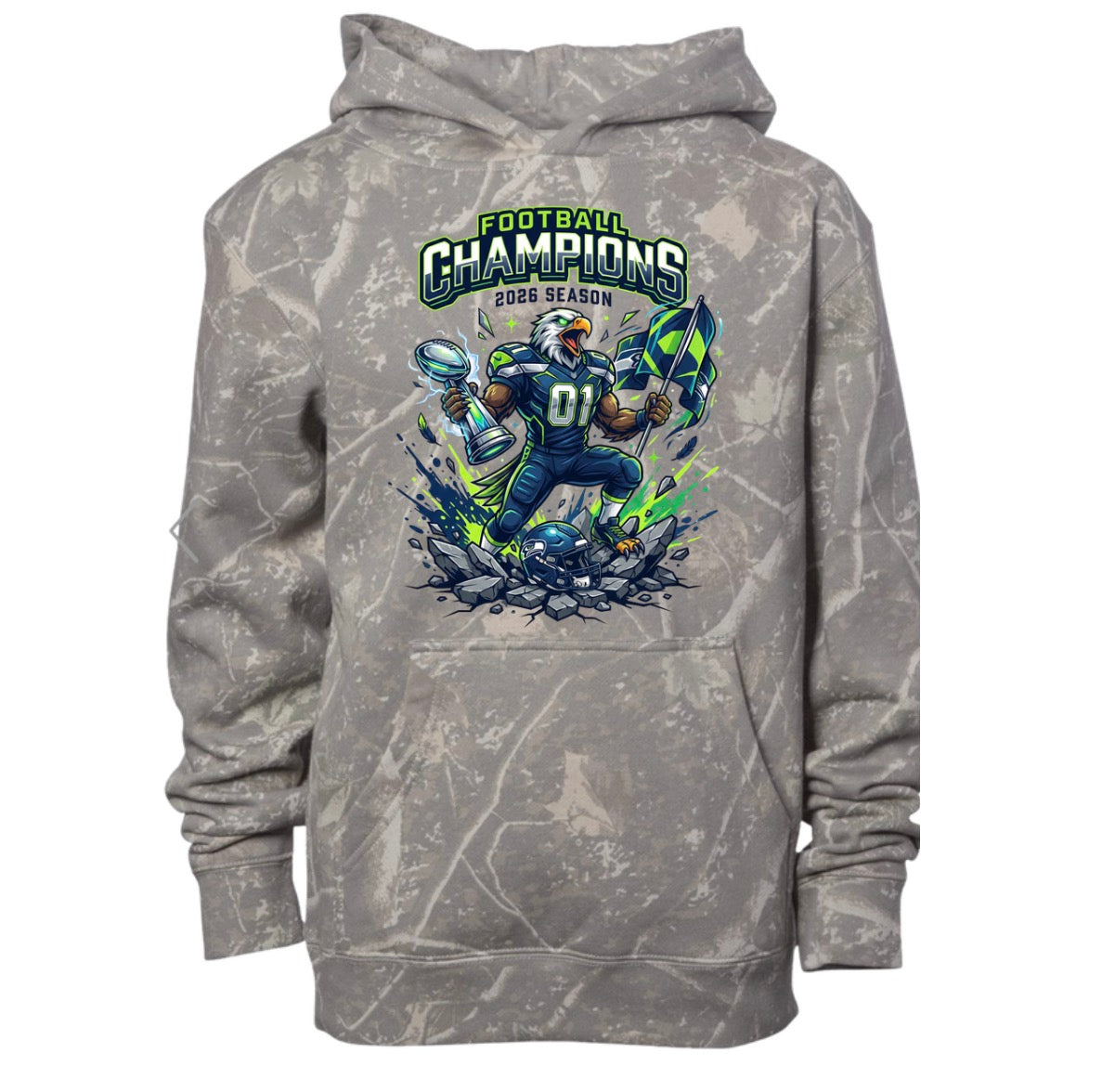 CHAMPS! deadwood camo hoodie (youth & adult-no drawstrings)