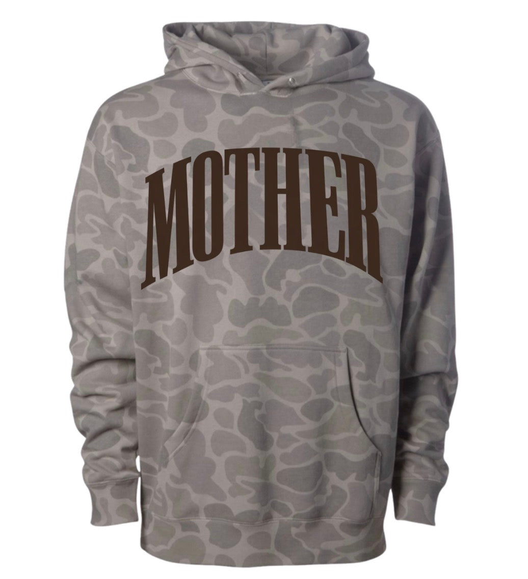 Mother puff print muted duck camo hoodie