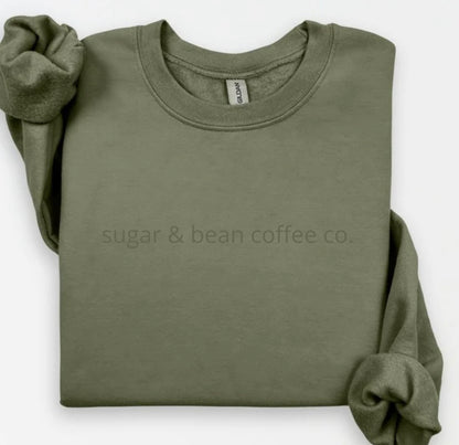 sugar and bean coffee co.  embroidered monochrome crewneck NO DATE