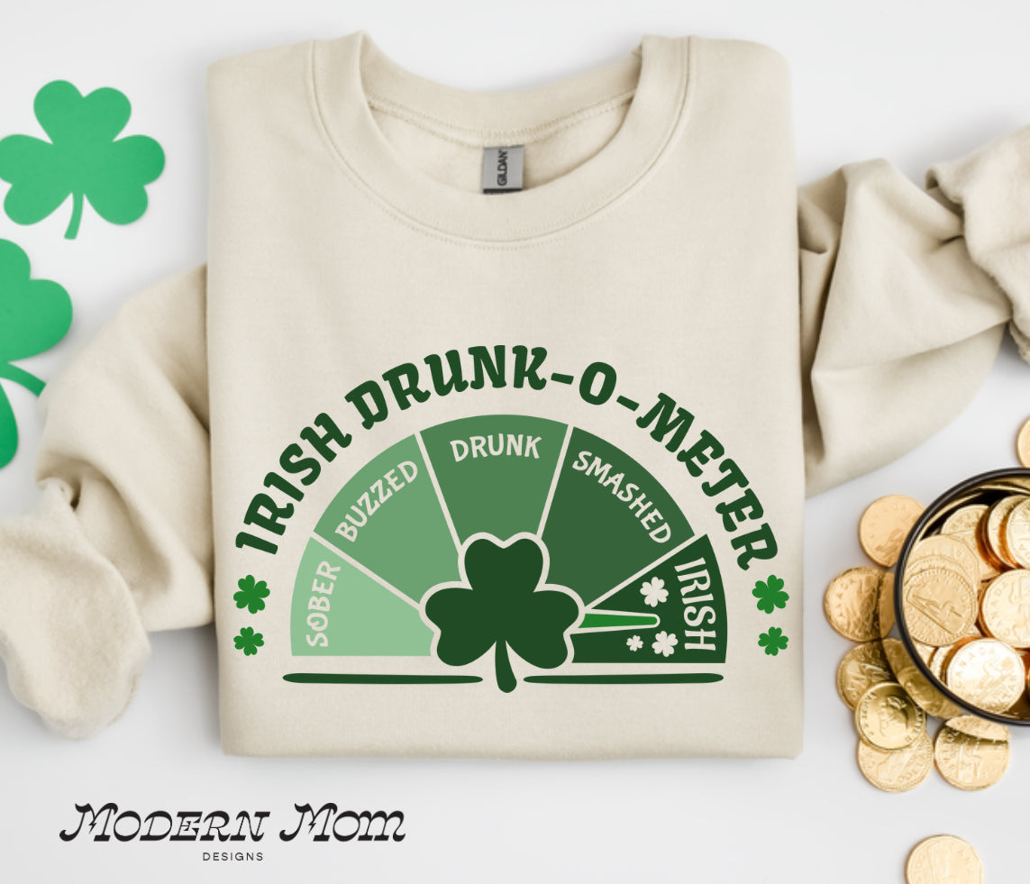 Irish drunk-o-meter (tee shirt or crewneck)