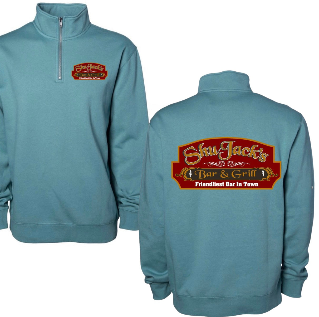 Shujack’s bar and grill quarter zip OG LOGO
