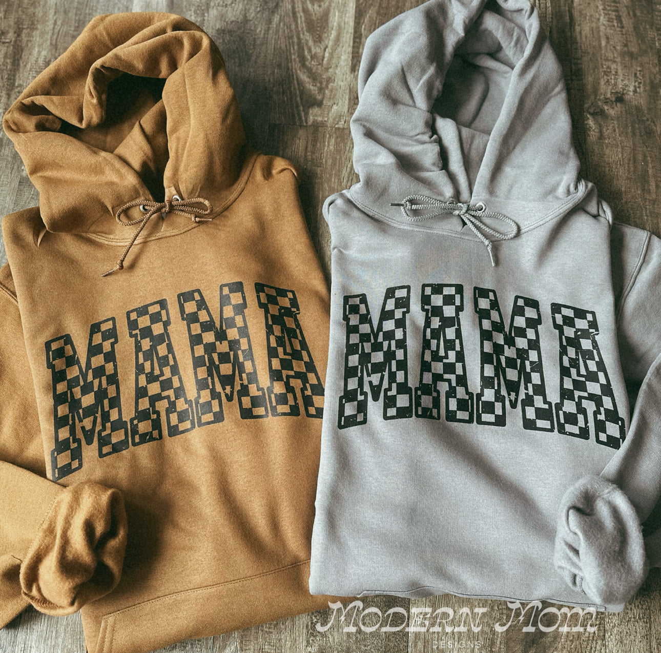 MAMA distressed checkered print hoodie