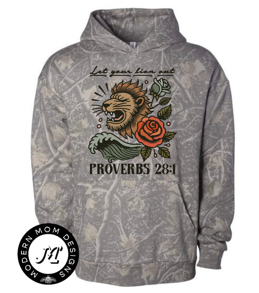 Let your lion out deadwood camo hoodie