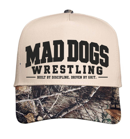 Mad dogs wrestling camo trucker hat (screen print)