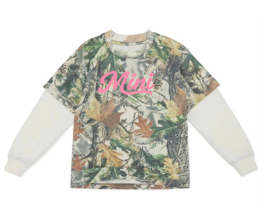 Mini boxy premium long sleeve wood camo tee (youth XS-youth XXL)