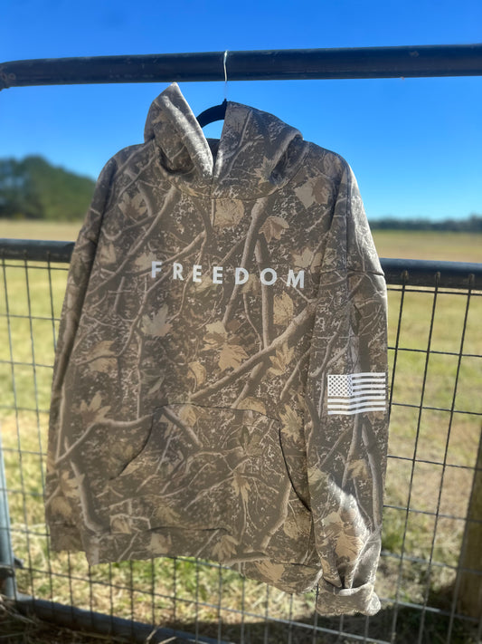 FREEDOM deadwood camo hoodie (youth & adult-no drawstrings)