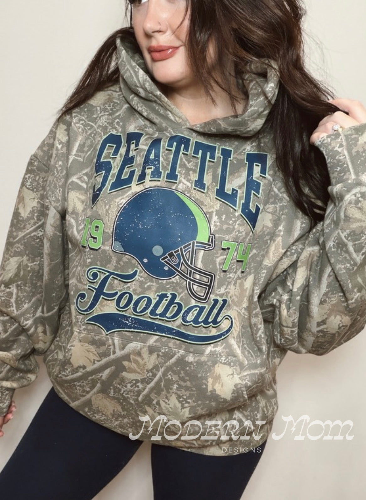 SEATTLE vintage deadwood camo hoodie (youth & adult-no drawstrings)