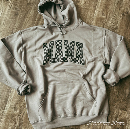 MAMA distressed checkered print hoodie