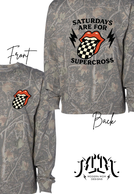 Saturdays are for racing deadwood camo crewneck