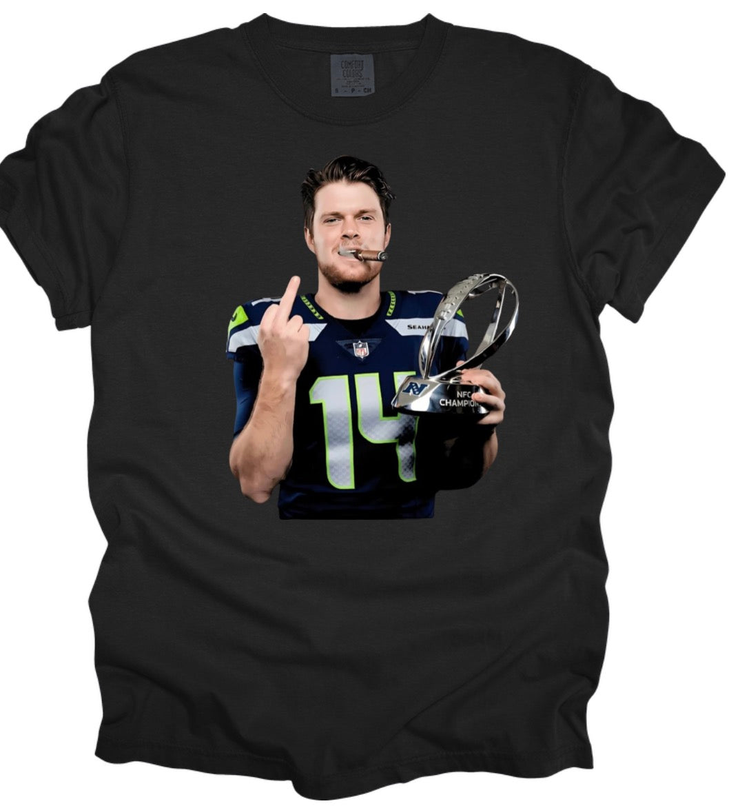 Sam D flip off (tee, crewneck or hoodie)