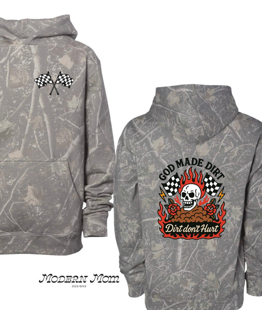 God made dirt deadwood camo hoodie (youth & adult-no drawstrings)