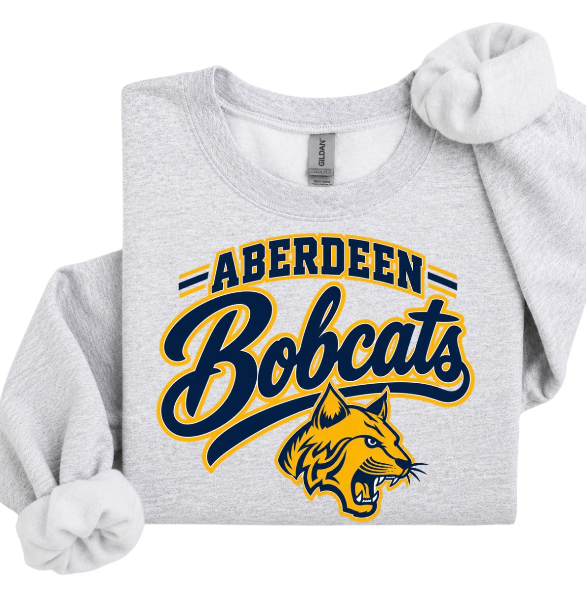 Aberdeen bobcats grey crewneck or hoodie (front logo only)