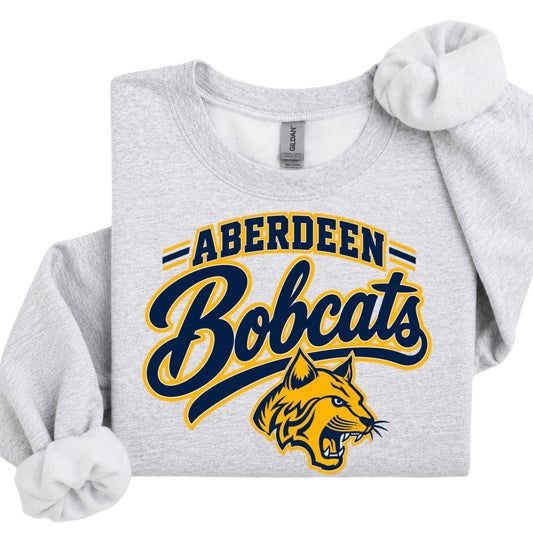 Aberdeen bobcats grey crewneck or hoodie (front logo only)