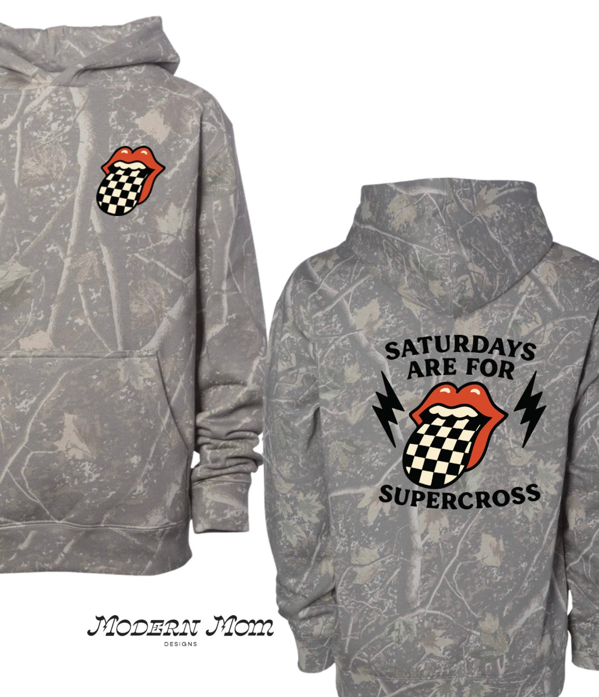 Saturdays are for supercross deadwood camo hoodie (youth & adult-no drawstrings)