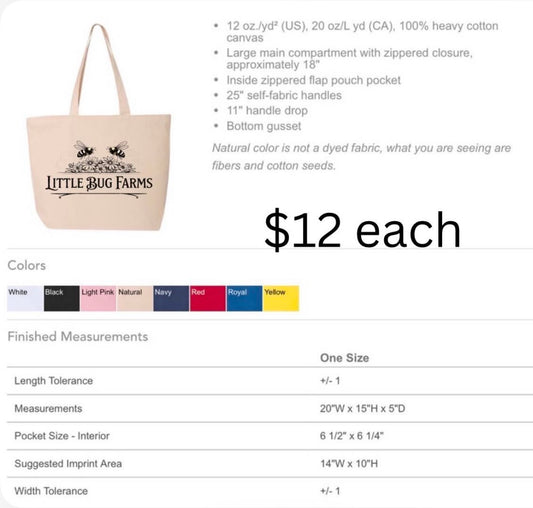 Little bug farms tote bag