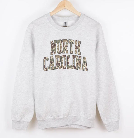 NORTH CAROLINA duck camo CREWNECK