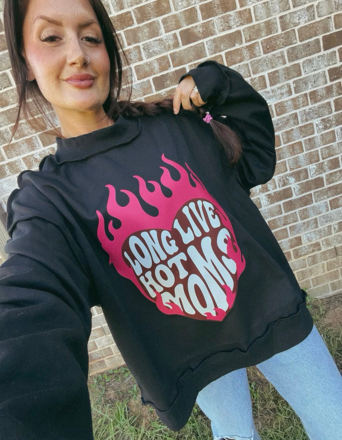 Long live hot moms mock neck crewneck