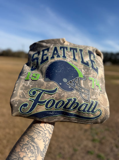 SEATTLE vintage deadwood camo hoodie (youth & adult-no drawstrings)