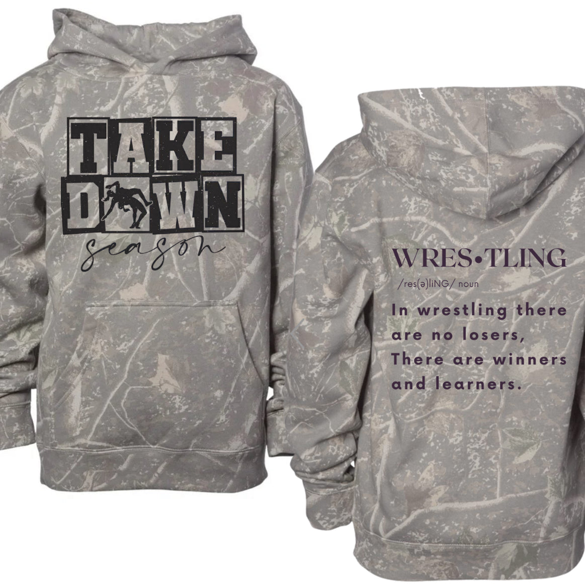 CUSTOM: wrestling deadwood camo hoodie (youth & adult-no drawstrings)