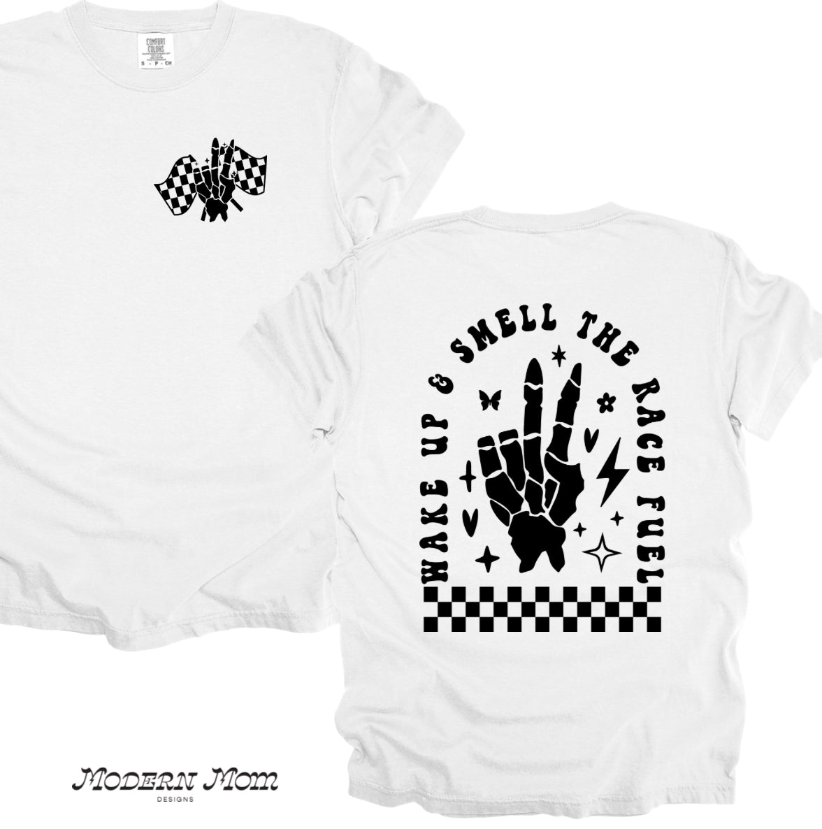 Wake up and smell the race fuel skelly peace (tee, crewneck or hoodie)