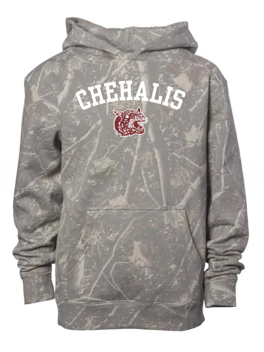 Chehalis bearcats deadwood camo hoodie (youth & adult-no drawstrings)