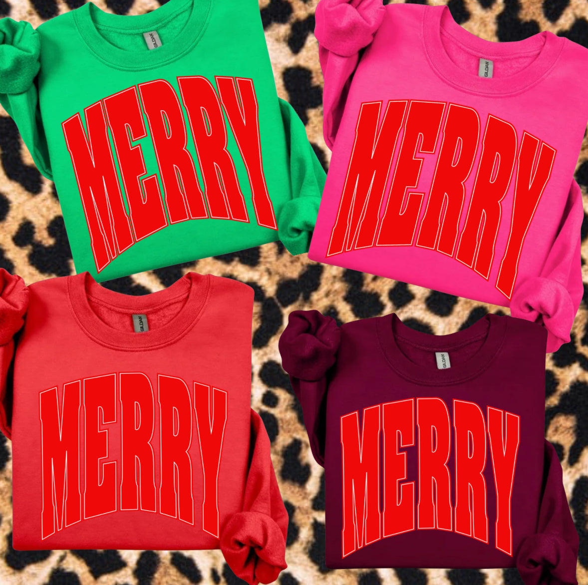 MERRY crewneck (GREEN, PINK, RED, OR MARROON)