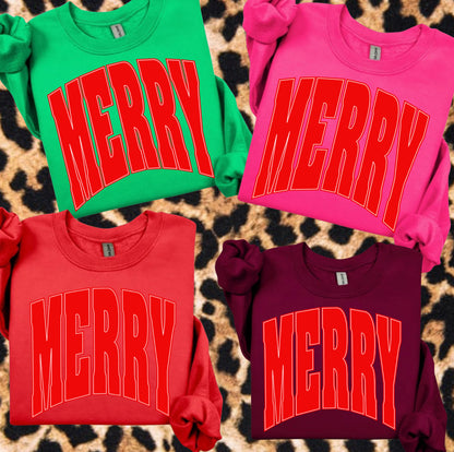 MERRY crewneck (GREEN, PINK, RED, OR MARROON)