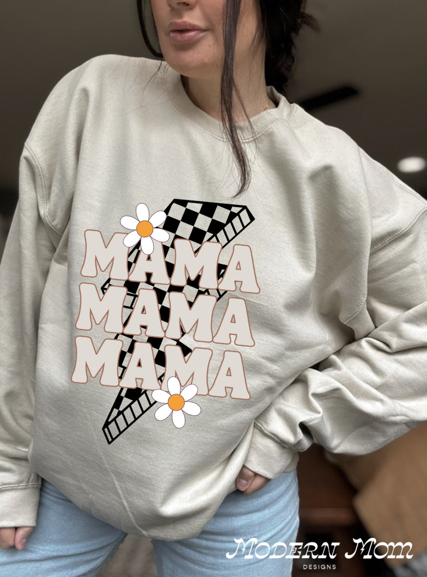 Mama bolt w/daisies (crewneck or hoodie)