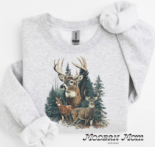 Vintage deer crewneck or hoodie